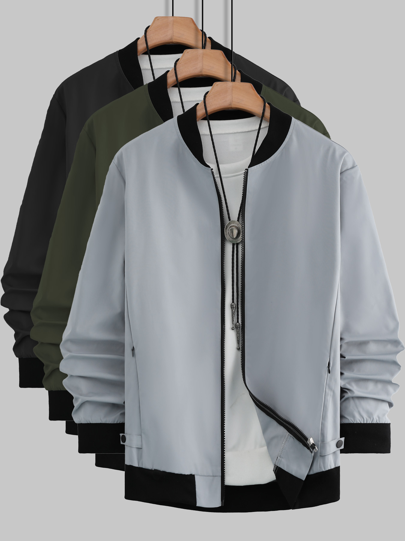 Streetwear Zipper - เสื้อแจ็คเก็ตเบสบอลผู้ชายแบบมีซิป, ชุดแมตช์ทันสมัย, เสื้อคลุมคอริบ, ชุดแมตช์สไตล์สตรีท, ทรงหลวม, เหมาะสำหรับใส่ลำลองในชีวิตประจำวัน