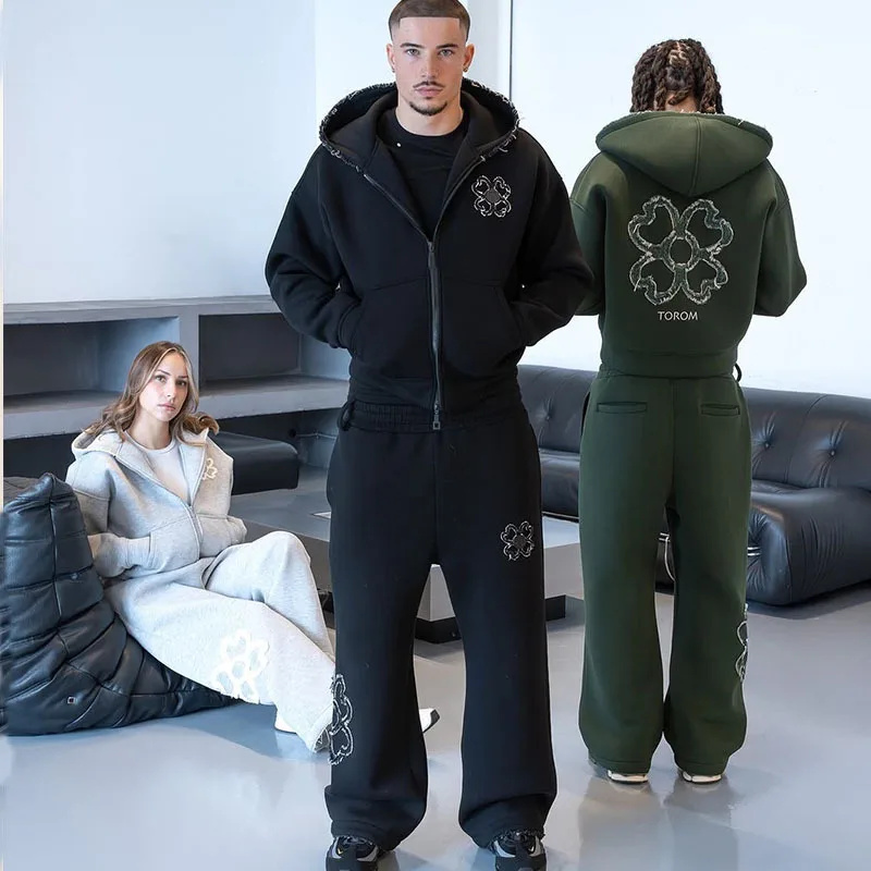 ชุดเซ็ตฮู้ดดี้ซิปติดกระดุมลายใ - Streetwear Zipper บทวิจารณ์และราคา