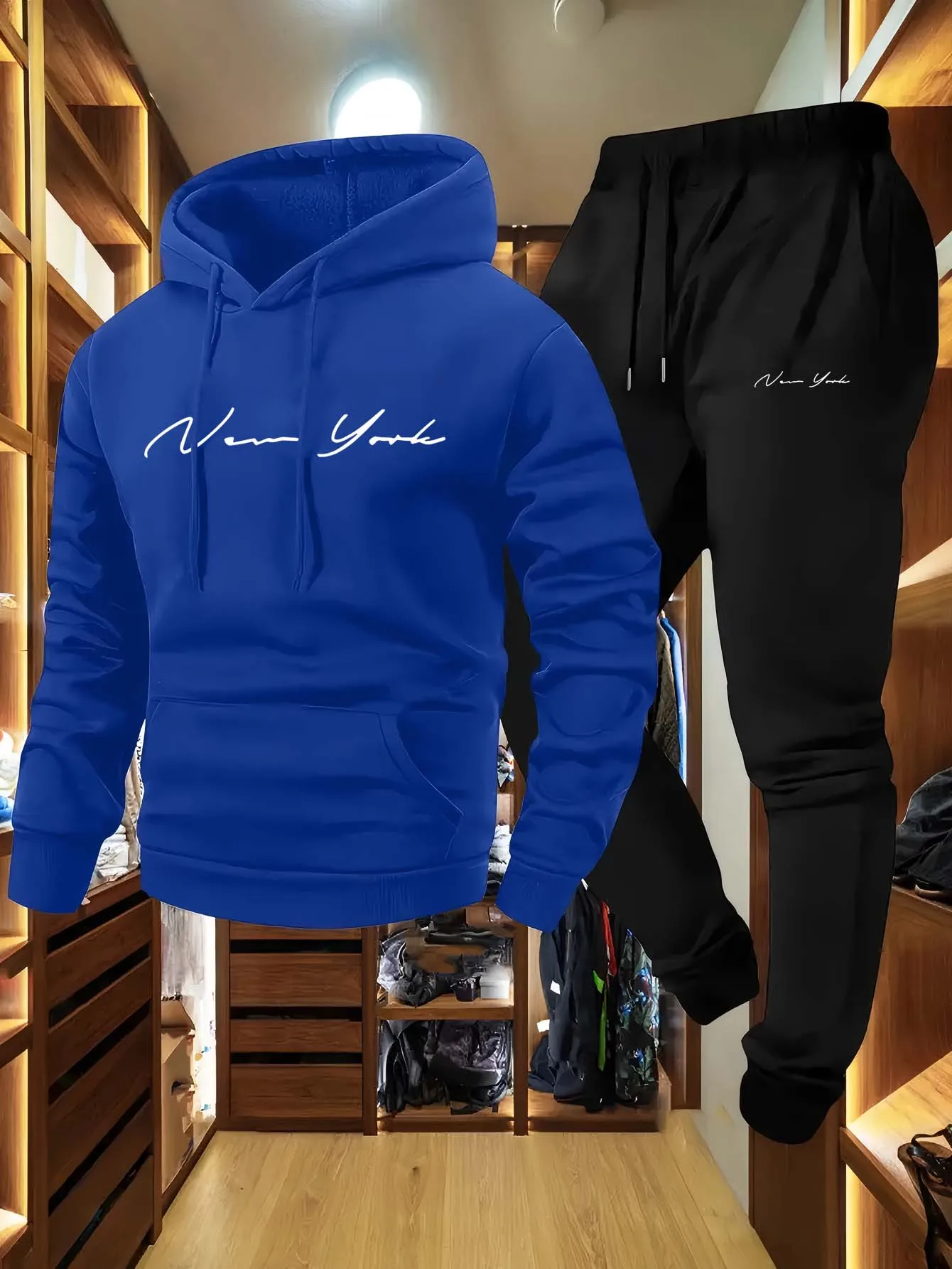 ชุดเสื้อฮู้ดและกางเกงวอร์มผู้ช - Streetwear Zipper บทวิจารณ์และราคา