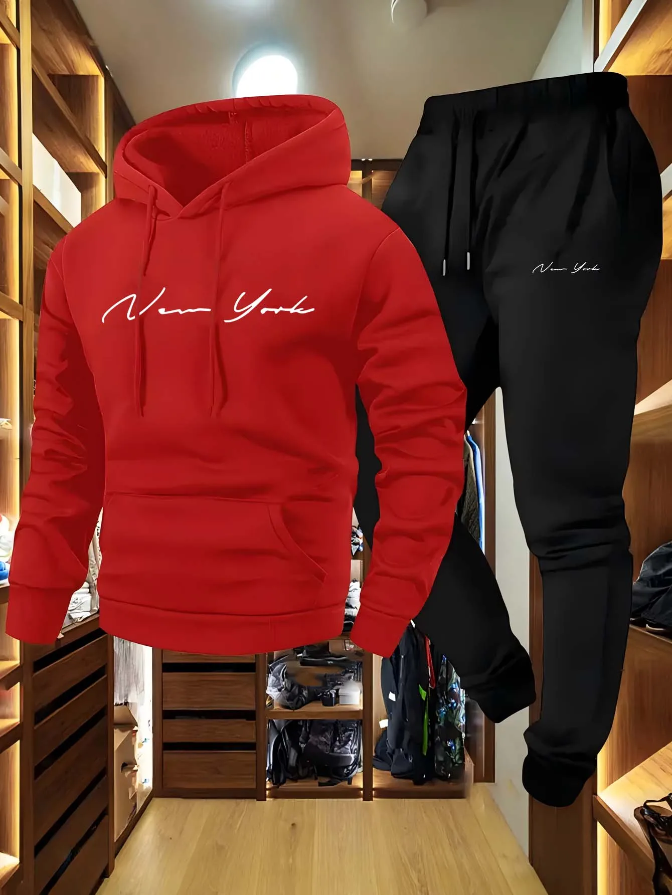 ชุดเสื้อฮู้ดและกางเกงวอร์มผู้ช - Streetwear Zipper บทวิจารณ์และราคา