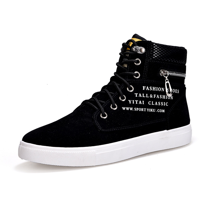 รองเท้าผ้าใบหุ้มข้อสูงสีดำสำหร - Streetwear Zipper บทวิจารณ์และราคา