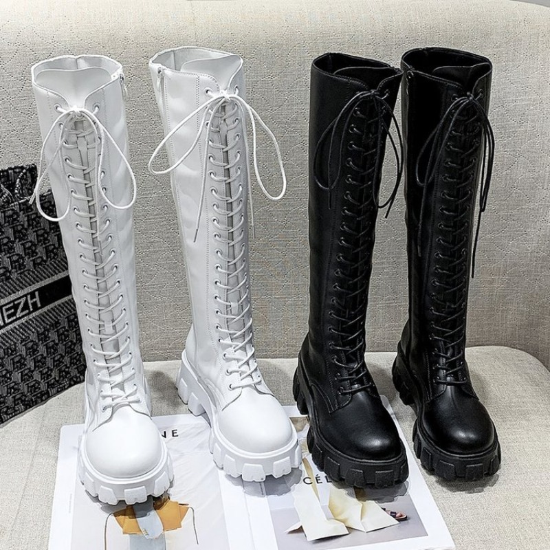 รองเท้าบูทผู้หญิงแบบผูกเชือก ค - Streetwear Zipper บทวิจารณ์และราคา
