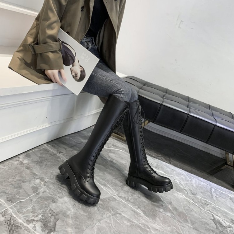 รองเท้าบูทผู้หญิงแบบผูกเชือก ค - Streetwear Zipper บทวิจารณ์และราคา